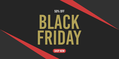 50% off black friday 50%off fifty percent off 50 % off, black, gold, golden, red, promotion, retail, november, discount, price.