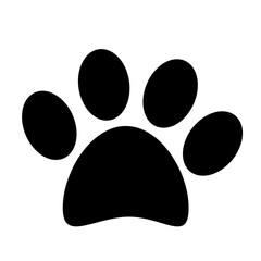 Dog paw design elements. Dog paws are flat and silhouetted.