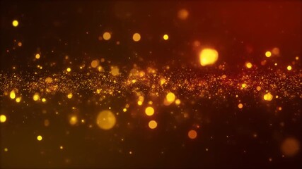 Golden particles glimmering dance elegantly for luxury beauty product launch or festive celebration intro sequence