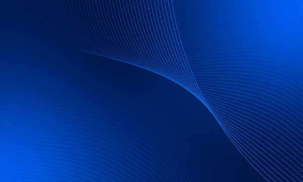 Modern dark blue gradient with curved wave shiny lines business design template background - Powered by Adobe