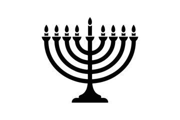 Fototapeta premium Menorah Icon A Simple Black Silhouette Celebrating the Festival of Lights in Jewish Tradition