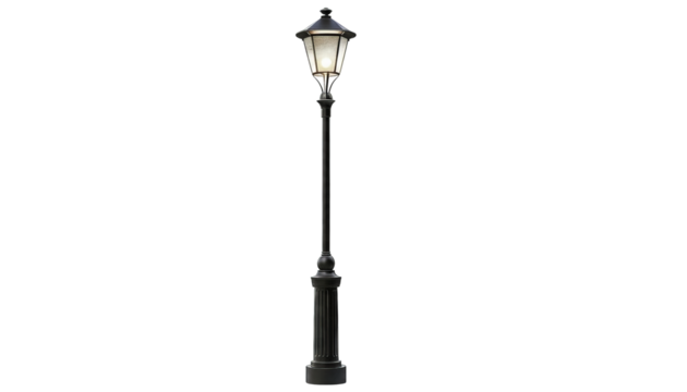 Ornate streetlight shines with transparent effect, set against a simple and modern composition. - Powered by Adobe