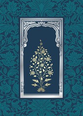 Fototapeta premium wedding card design, paisley floral pattern , India 