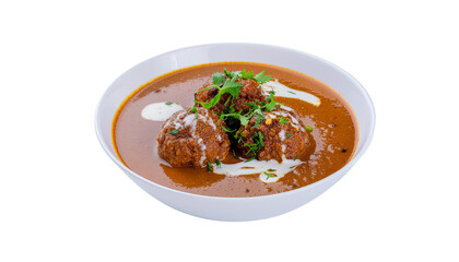  Malai kofta indian food curry gravy meal isolated on solid white background Png