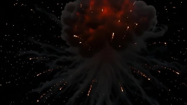 Stunning burst of light in a dynamic explosion for special effects or impactful transitions, a vivid display of power and energy on black