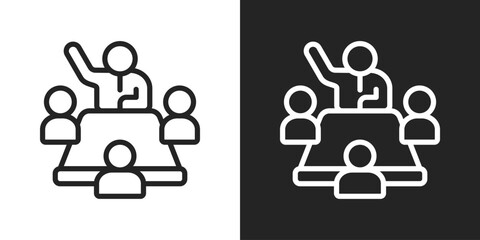 institutional Icon In Black And White Line Style