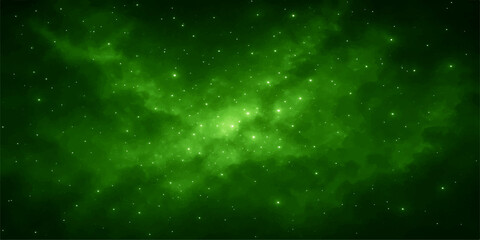 Abstract dark blue and green night sky nebula background with bright stars © DAKU MOHARAJ