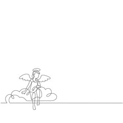Angel. Continuous line art drawing vector illustration.