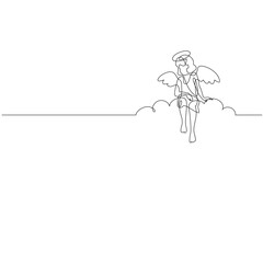 Angel. Continuous line art drawing vector illustration.