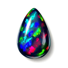 Vibrant Colorful Opal Drop, Isolated on White Background, High-Quality Clipart Illustration