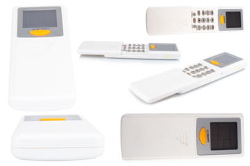 Air conditioner remote control on a white background