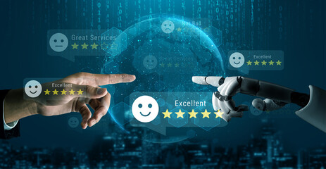 AI analyzing customer feedback and satisfaction ratings, identifying sentiment and service quality patterns to enhance customer experience and trust Parse
