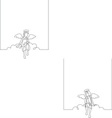 Angel. Continuous line art drawing vector illustration.