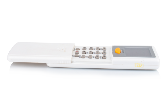 Air conditioner remote control on a white background