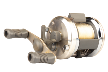 Fishing reel on white background