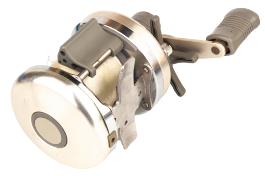 Fishing reel on white background