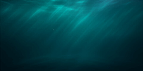 Obraz premium Deep ocean underwater loop of the sea with blue rays of light on a dark background in slow motion