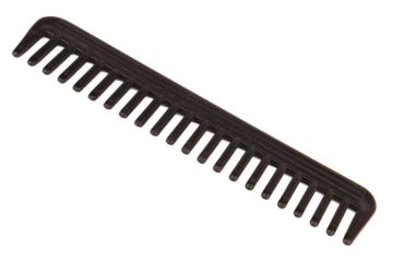 Black hair comb on white background