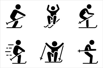 ski icon set, winter sport concept, vector illustration on white background