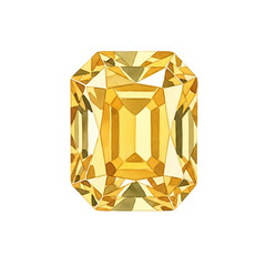 High-Quality Watercolor Clipart of a Yellow Cushion Cut Diamond Isolated on White Background