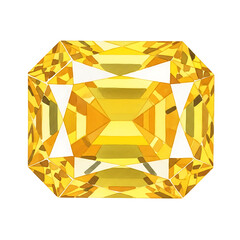 Cushion Cut, Yellowish-Green, Isolated on White Background