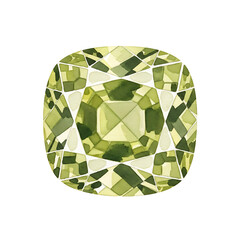 Raw Green Gemstone Illustration, Amazonite Stone, Isolated on White Background, High Quality, Watercolor Clipart