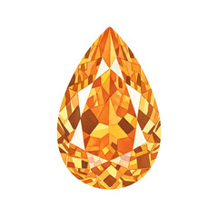 Vibrant Orange Citrine Gemstone, Isolated on White Background, High-Quality Clipart for Creative Projects