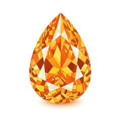 Imperial Topaz Gemstone Clipart, Golden Orange Pear Cut, High-Quality Illustration on White Background