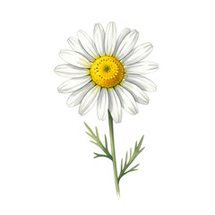 Watercolor Painting of Chamomile Flower, Isolated Botanical Illustration, Nature Art, High-Quality Clipart