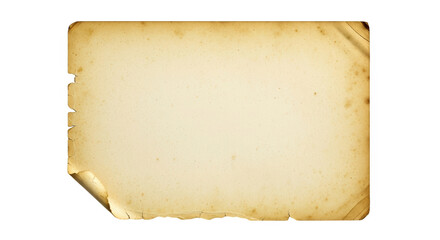 Aged yellowed paper with torn edges and curled corner isolated on a transparent background vintage parchment