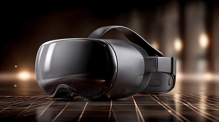 Experience immersive virtual reality with sleek modern VR headset for gaming, education, or business simulations in a futuristic digital world