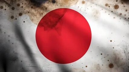 Old Japanese flag with grunge texture - Powered by Adobe