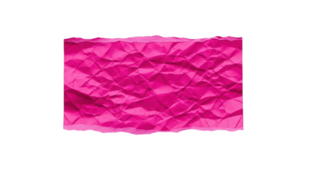 Bright pink crumpled paper with torn edges isolated on a transparent background pink paper torn paper
