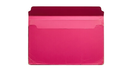 Bright pink paper folder with multiple pockets and tabbed dividers isolated on a transparent background