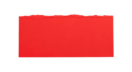 Bright red torn paper edge with rough texture isolated on a transparent background image