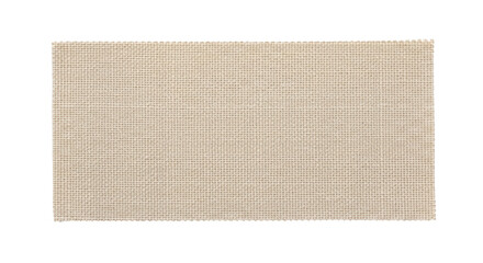Close up of a beige woven fabric texture with a rough edge isolated on a transparent background material