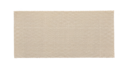 Close up of a beige woven fabric texture with a rough edge isolated on a transparent background material