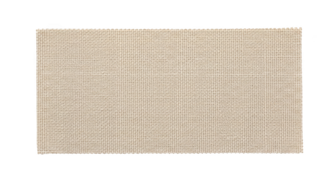 Close up of a beige woven fabric texture with a rough edge isolated on a transparent background material