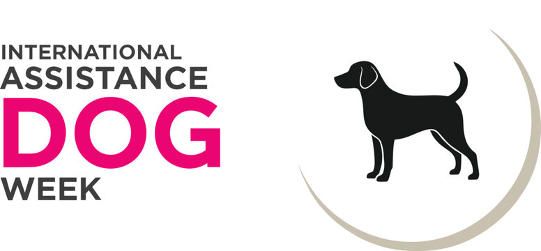 International Assistance Dog Week Vector Banner Highlighting Service Dogs, Support Animals, Disability Awareness, and Canine Companionship Celebration Concept.
