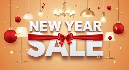 Grab Stunning New Year Sales Now With Elegant Decor, Perfect For Festive Marketing Campaigns And Holiday Promotions, Create Excitement With Eye-Catching Designs For Seasonal Offers