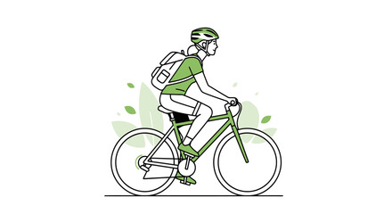 Person Cycling Outdoors with Backpack Healthy Lifestyle and Green Commute Concept