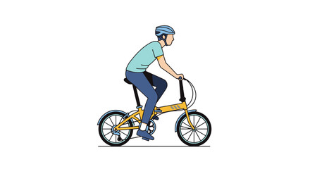 Active Person Riding a Foldable Bicycle for Urban Commute and Recreation