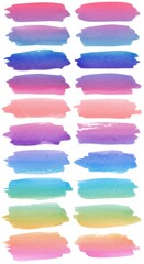 Watercolor Brush Strokes in Pastel Colors for Design Elements.