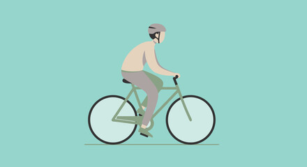 Person Riding Bicycle on Teal Background Healthy Lifestyle and Eco Friendly Commute