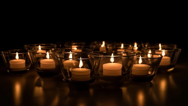 Circle of Cozy Tea Lights Glowing in the Dark, Hygge Aesthetic 2026