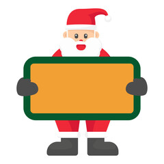 Santa Claus with Blank Sign: An illustrated Santa Claus, adorned in his iconic red and white attire, stands proudly, holding a blank sign ready for a message.