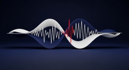 Vibrant data analysis visualization shows a pulse, heartbeat, or signal with detailed waveforms, perfect for tech and innovative concepts and presentations