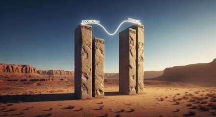 Explore the Dynamic Economic Shift Between Hybrid and Remote Work Models, a Monumental Representation of Business Transformation in the Modern Era