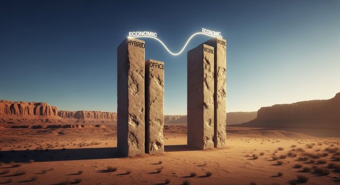 Explore the Dynamic Economic Shift Between Hybrid and Remote Work Models, a Monumental Representation of Business Transformation in the Modern Era