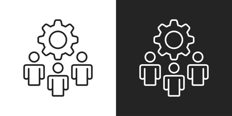Teamwork Icon In Black And White Line Style